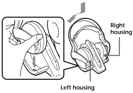 SONY MDR-RF960RK - Rest the headphones on the transmitter so that the headphones' contact point meets the transmitter's contact pin while making sure that the charging indicator lights in green. - 1