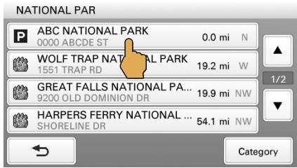 SONY NV-U74T - Touch the desired POI in the list. - 1