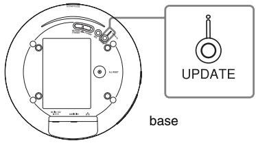 SONY SA-NS310 - Mantenga pulsado el botón UPDATE situado en el lateral de SA-NS410 o en la base de SA-NS310 hasta que se apague el indicator. - 2