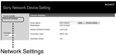 SONY SA-NS310 - Wybierz [Network Settings] z menu. - 1