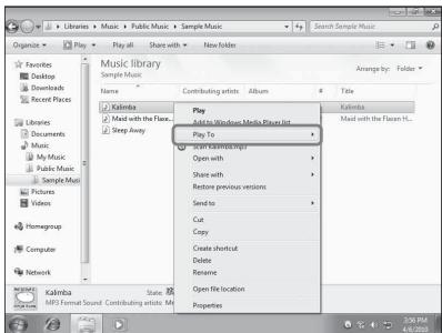 SONY SA-NS310 - Écouter du contenu audio stocké sur un ordinateur sous Windows 7 - 1