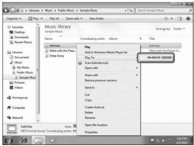 SONY SA-NS310 - Stuchanie muzyki znajdujacej sie na komputerze z systemem Windows 7 - 2