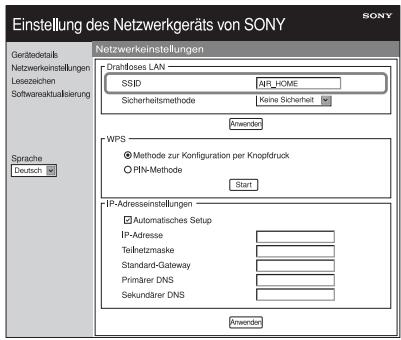 SONY SA-NS400 - Geben Sie die SSID Ihres Zugangspunkts ein. - 1