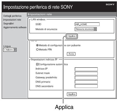 SONY SA-NS400 - Immettere l'SSID del proprio punto di accesso, quando selezionare il metodo di sicurezza. - 1