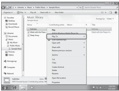 SONY SA-NS400 - Écouter du contenu audio stocké sur un ordinateur avec Windows 7 - 1