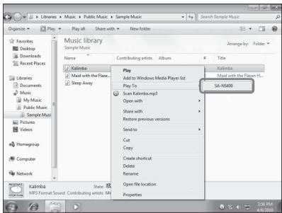 SONY SA-NS400 - Ascolto di contentuti audio memorizzati su un computer con Windows 7 - 2