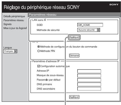 SONY SA-NS400 - Saisissez le SSID de votre point d'accès, puis sélectionnez la méthode de sécurité. - 1