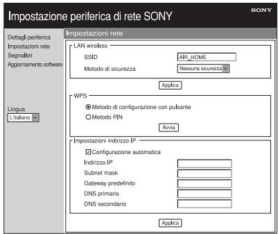 SONY SA-NS400 - Schemata Impostazioni rete - 1