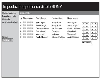 SONY SA-NS400 - Schermata Segnalibri - 1