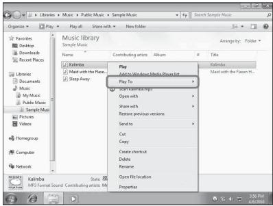 SONY SA-NS410 - Écouter du contenu audio stocké sur un ordinateur sous Windows 7 - 1