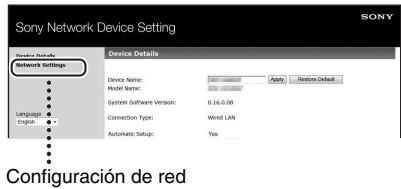 SONY SA-NS410 - Seleccione [Configuración de red] del menú. - 1