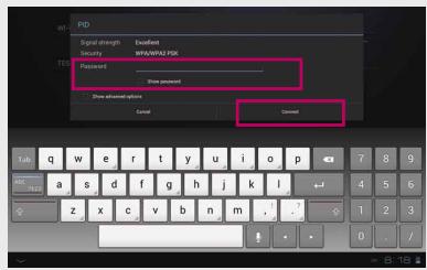 PD Signal strength Enabling Security WPA/WPA2 PDK Password Show password Show allowed options Cancel Connect Tab q w e r t y u i o p 7 8 9 a s d f g h j k l 4 5 6 z x c v b n m , 1 2 3 0 / -18