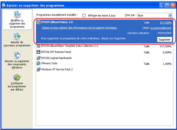 EPSON ALBUMMAKER 2 - Suppression du programme - 1