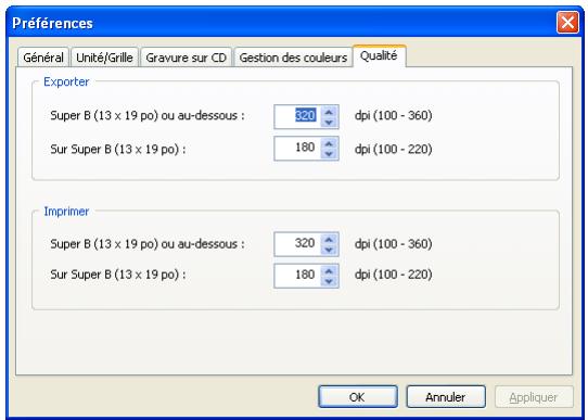 EPSON ALBUMMAKER 2 - Onglet Préférences - Qualité - 1