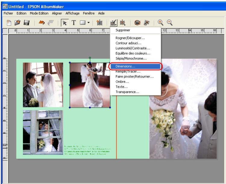 EPSON ALBUMMAKER 2 - Cliquez sur le bouton Modifier et selectionnez Dimensions. - 1
