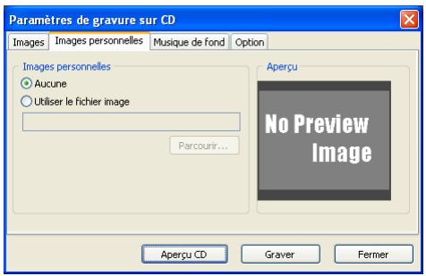 EPSON ALBUMMAKER 2 - Onglet Paramétrage de l'enregistrement sur CD - Image de chargement personnelisée - 1