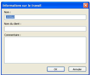 EPSON ALBUMMAKER 2 - Boîte de dialogueInfos travail - 1