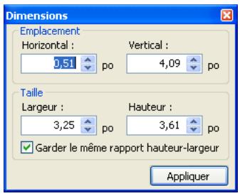 EPSON ALBUMMAKER 2 - Boîte de dialogue Dimensions - 1