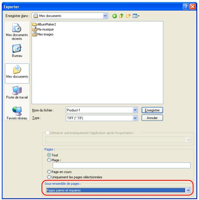 EPSON ALBUMMAKER 2 - Sélectionnez les pages dans la boîte de dialogue Exporter. - 2