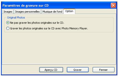 EPSON ALBUMMAKER 2 - Onglet Paramétrage de l'enregistrement sur CD - Options - 1
