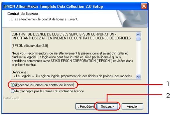 EPSON ALBUMMAKER 2 - Sélectionnez J'accepte les conditions du contrat de licence et cliquez sur le bouton Suivant. - 1