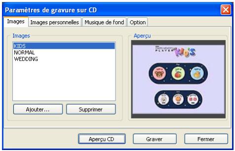 EPSON ALBUMMAKER 2 - Onglet Paramétrage de l'enregistrement sur CD - Image du menu - 1