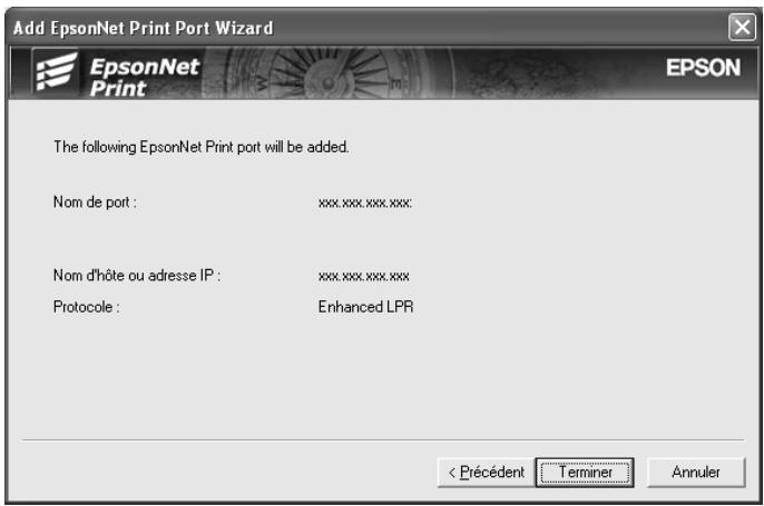EPSON C824352 - Ajout d'un port à un périphérique dont l'adresse IP est attribuée de manière statique - 3