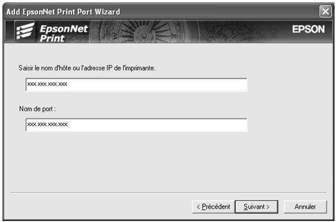 EPSON C824352 - Ajout d'un port à un périphérique dont l'adresse IP est attribuée de manière statique - 2