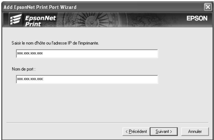 EPSON C824352 - Ajout d'un port à un périphérique dont l'adresse IP est attribuée de manière statique - 2