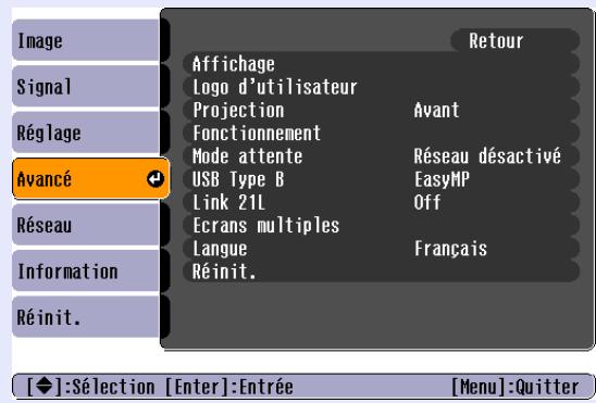 EPSON EMP-1707 - Menu Avancé - 1