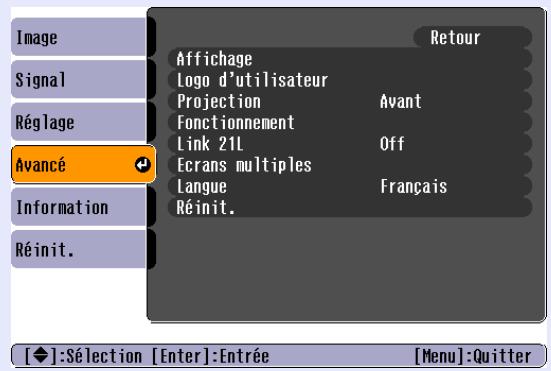 EPSON EMP-1707 - Menu Avancé - 2
