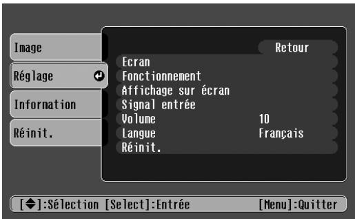EPSON EMP-TW10H - Menu réglage - 1