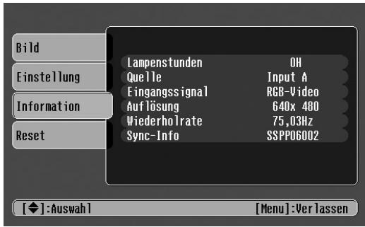 EPSON EMP-TW10 - Das Menu "Information" - 2