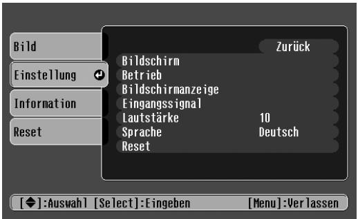 EPSON EMP-TW10 - Das Menu "Einstellung" - 1