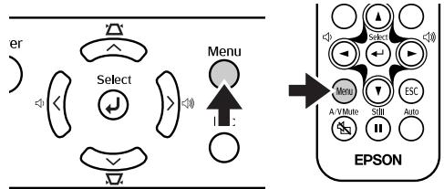 EPSON EMP-TW10 - Turn on the power and press the [Menu] button. - 1