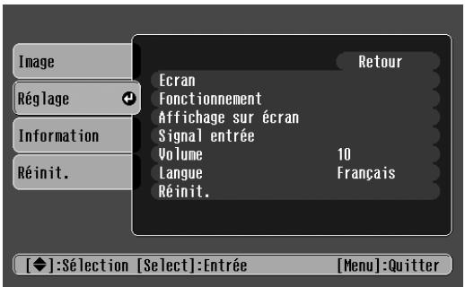 EPSON EMP-TW10 - ■ Menu Réglage - 1