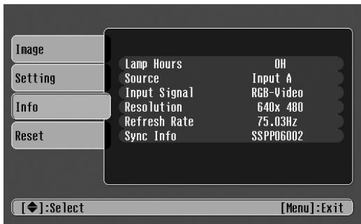 EPSON EMP-TW10 - Info menu - 2