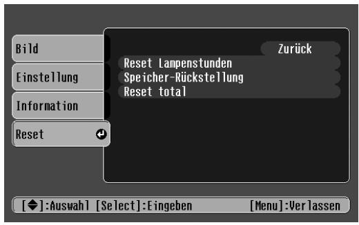 EPSON EMP-TW10 - Das Menu "Reset" - 1