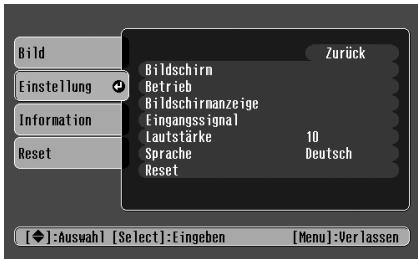 EPSON EMP-TW10 - Wahlen Sie mit den Tasten [▲] oder [▼] den ersten Menüpunkt. - 3