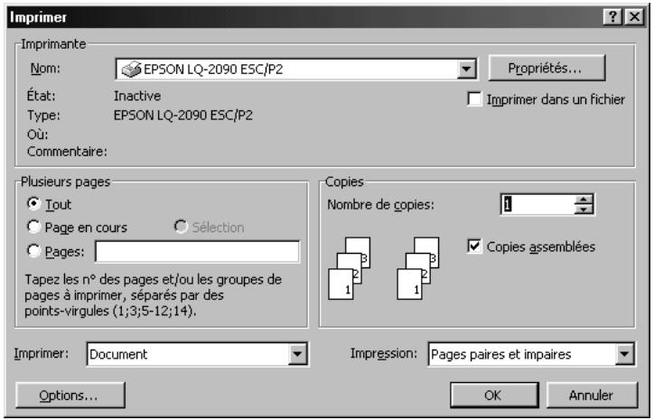 EPSON LQ-2090 - Accès au pilote d'impression à partir des applications Windows - 1