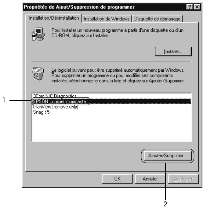 EPSON LQ-2090 - Déinstallation du pilote d'impression et de l'utilitaire EPSON Status Monitor 3 - 2