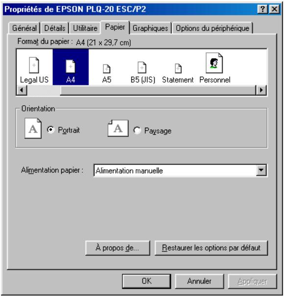 EPSON PLQ-20M - Modification des paramètres du pilote d'impression - 1