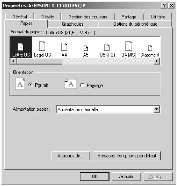 EPSON LX-300 II - Modification des paramètres du pilote d'impression - 1