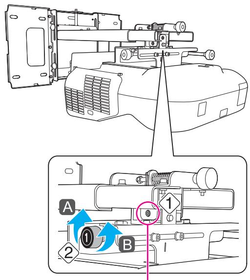 EPSON EB-485WI - Utiliser la molette de réglage gauche pour régler le roulis horizontal - 2