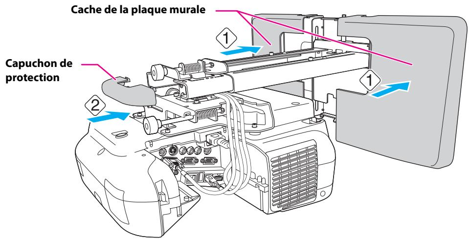 EPSON EB-485WI - Fixer le cache de la plaque murale et le capuchon de protection - 2