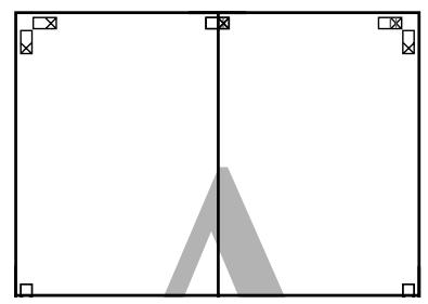 EPSON SC-T3000 - Placez la feuille supérieure au-dessus de la feuille inférieure. Alignez les repères X comme indiqué sur l'illustration ci-dessous, et attachez-les temporairement à l'aide de bande adhésive au dos de la feuille. - 3