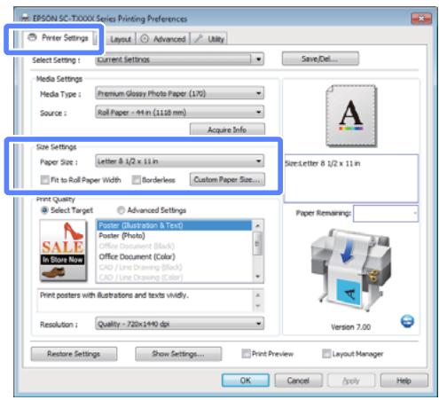 EPSON SC-T3000 - Configuration des paramètres dans Windows - 1