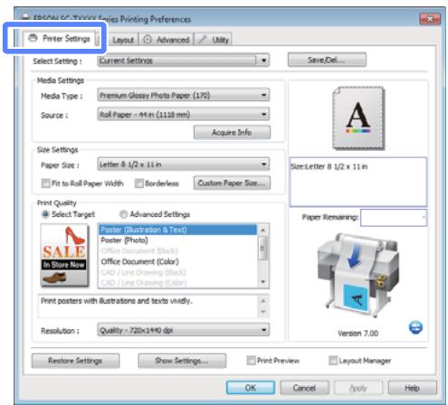 EPSON SC-T3000 - Configuration des paramètres dans Windows - 1