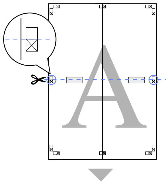 EPSON SC-T3000 - Placez la feuille supérieure au-dessus de la feuille inférieure. Alignez les repères X comme indiqué sur l'illustration ci-dessous, et attachez-les temporairement à l'aide de bande adhésive au dos de la feuille. - 2