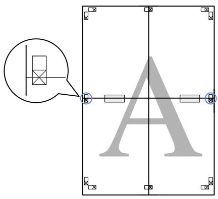 EPSON SC-T3000 - Placez la feuille supérieure au-dessus de la feuille inférieure. Alignez les repères X comme indiqué sur l'illustration ci-dessous, et attachez-les temporairement à l'aide de bande adhésive au dos de la feuille. - 1